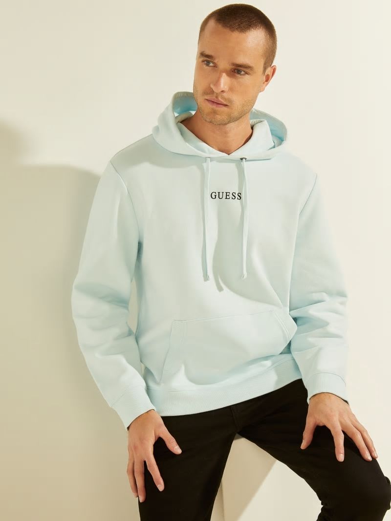 Guess Eco Roy Logo Hoodie - Marseille Blue Guess Eco Roy Logo Hoodie - Marseille Blue