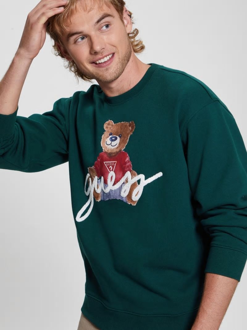 Guess Max Logo Bear Sweatshirt - Dark Jade Guess Max Logo Bear Sweatshirt - Dark Jade