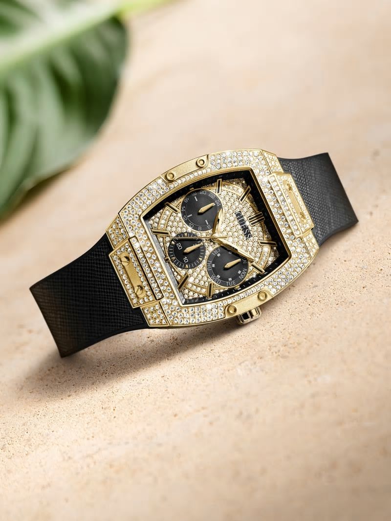 Guess Gold-Tone Crystal Multifunction Watch - Black Guess Gold-Tone Crystal Multifunction Watch - Black