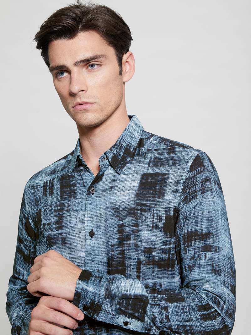 Guess Eco Print Shirt - Distressed Check Guess Eco Print Shirt - Distressed Check