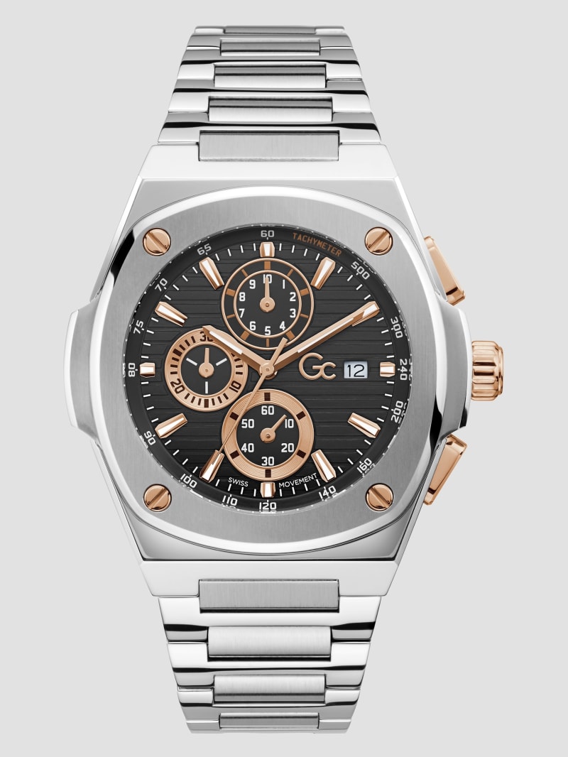 Guess Silver-Tone and Black Chronograph Watch - Rose Gold Guess Silver-Tone and Black Chronograph Watch - Rose Gold