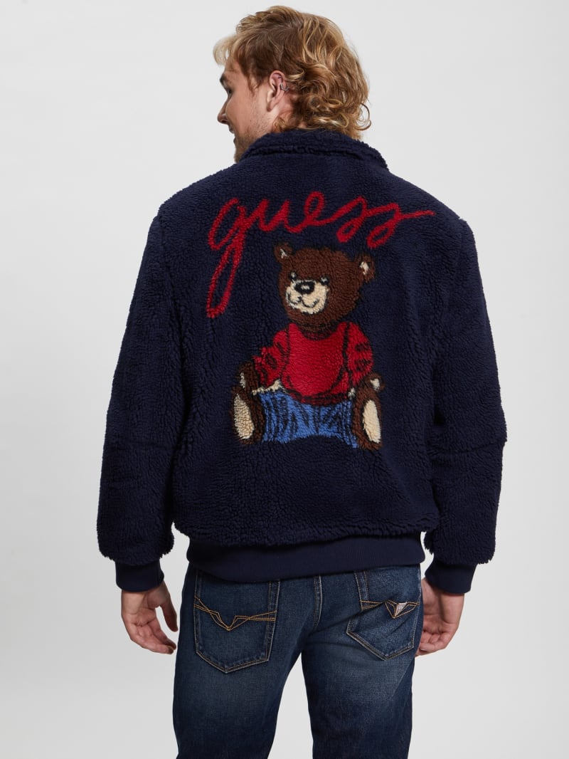 Guess Bear Sherpa Jacket - Bleu éLéGant Guess Bear Sherpa Jacket - Bleu éLéGant