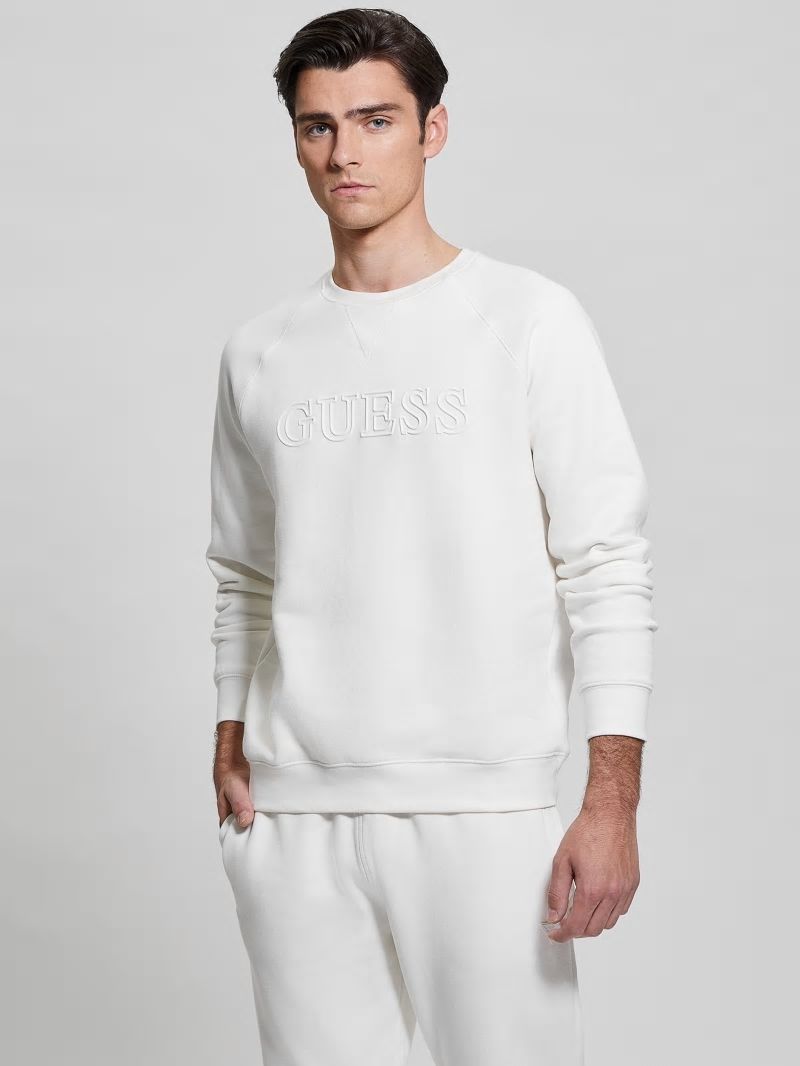 Guess Eco Aldwin Logo Sweatshirt - Blanc/Scuffy Guess Eco Aldwin Logo Sweatshirt - Blanc/Scuffy