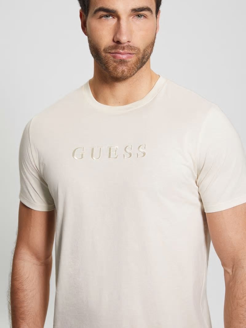 Guess Embroidered Logo Tee - Vanilla Cream Guess Embroidered Logo Tee - Vanilla Cream