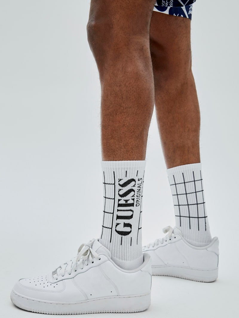 Guess GUESS Originals Grid Crew Socks - Pure White Guess GUESS Originals Grid Crew Socks - Pure White