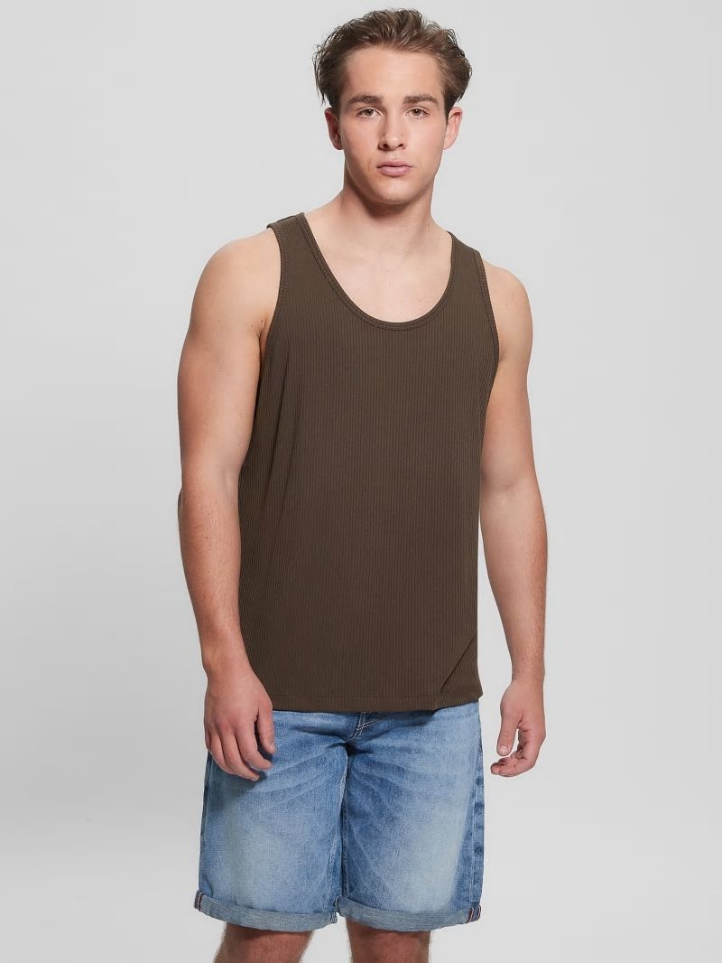 Guess Eco Cyrus Ribbed Tank - Cafe Noir Guess Eco Cyrus Ribbed Tank - Cafe Noir
