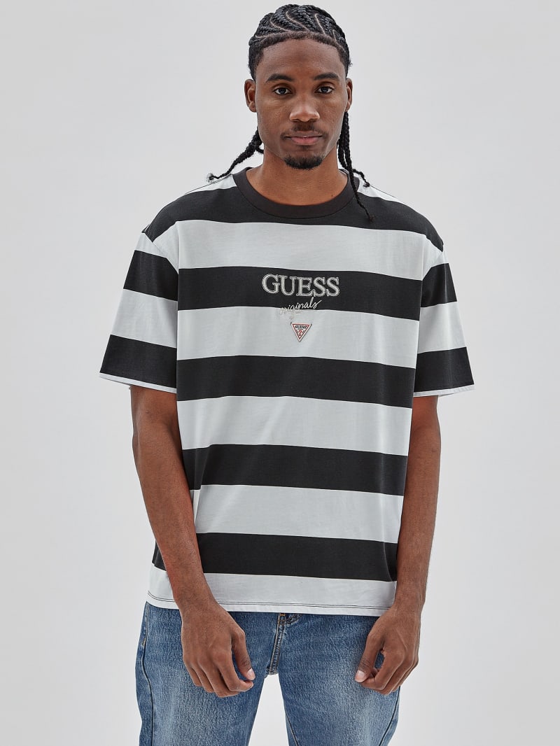 Guess GUESS Originals Rugby Stripe Tee - Washed Out Black Multi Guess GUESS Originals Rugby Stripe Tee - Washed Out Black Multi