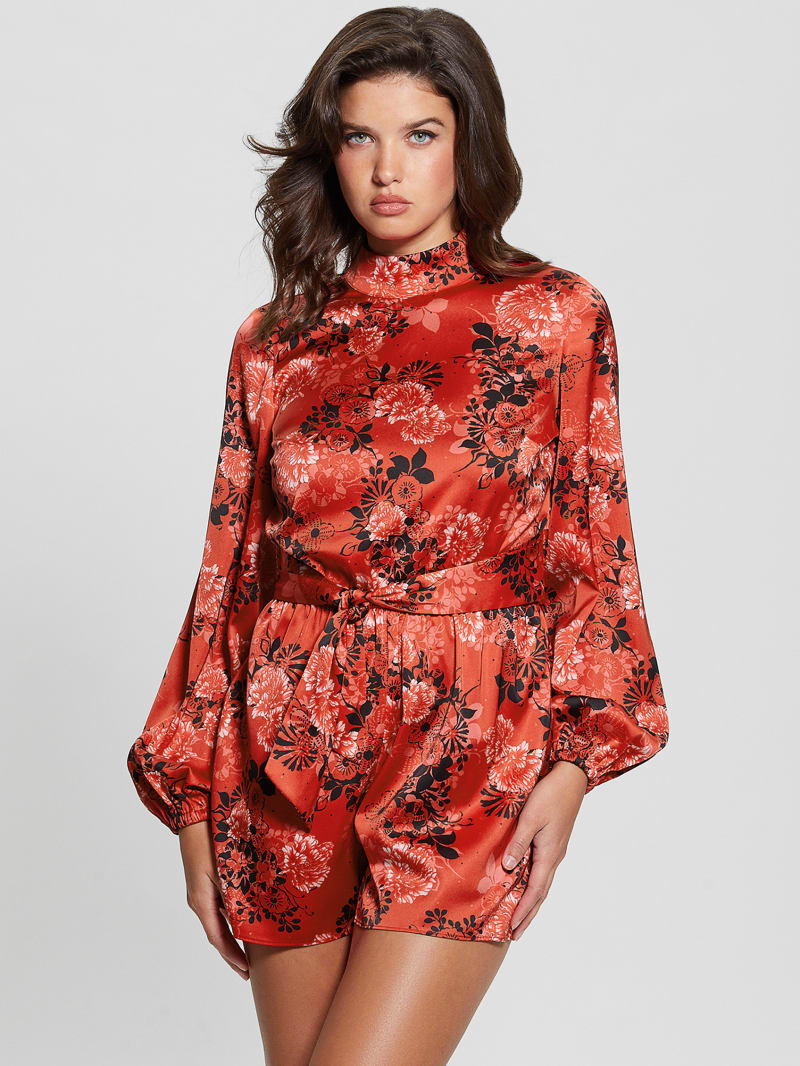 Guess Eco Jessica Mock-Neck Romper - Call Me Cherry Print Guess Eco Jessica Mock-Neck Romper - Call Me Cherry Print