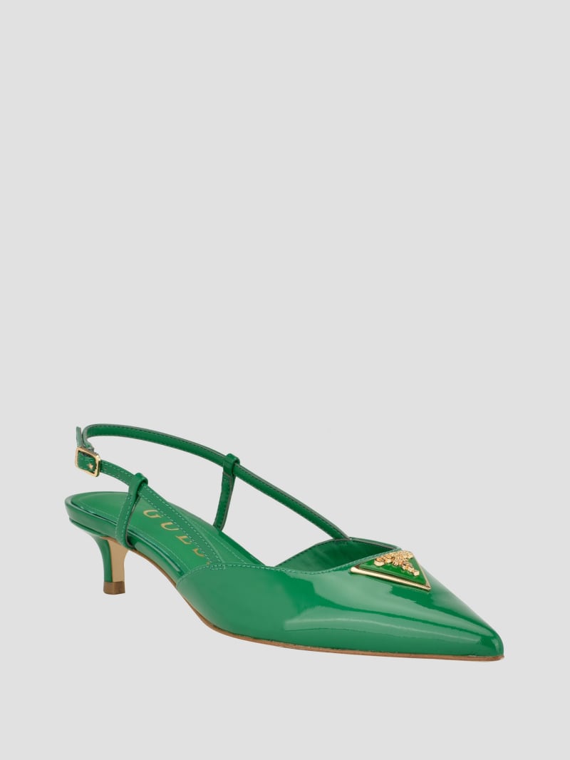 Guess Jesson Triangle Kitten Heels - Medium Green 310 Guess Jesson Triangle Kitten Heels - Medium Green 310