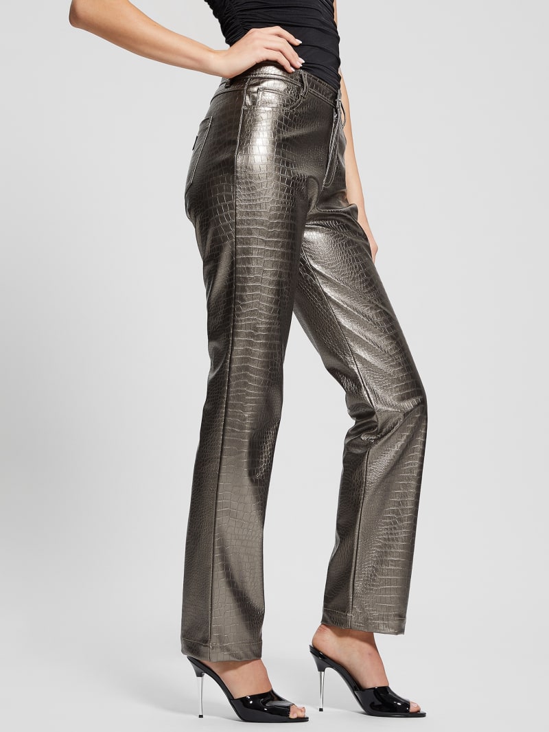 Guess Ambra Metallic Faux-Leather Pants - Antique Metal Guess Ambra Metallic Faux-Leather Pants - Antique Metal