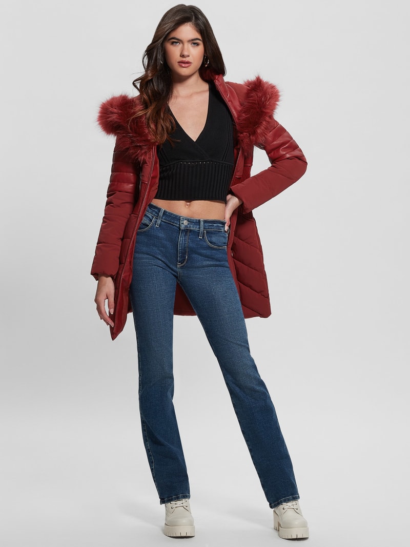 Guess Eco Oxana Quilted Jacket - Beet Juice Red Guess Eco Oxana Quilted Jacket - Beet Juice Red