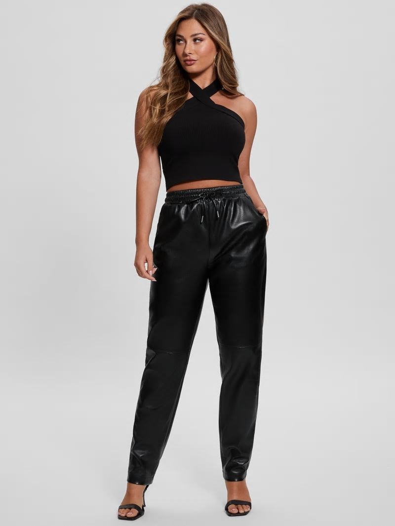 Guess Viola Faux-Leather Joggers - Black Guess Viola Faux-Leather Joggers - Black
