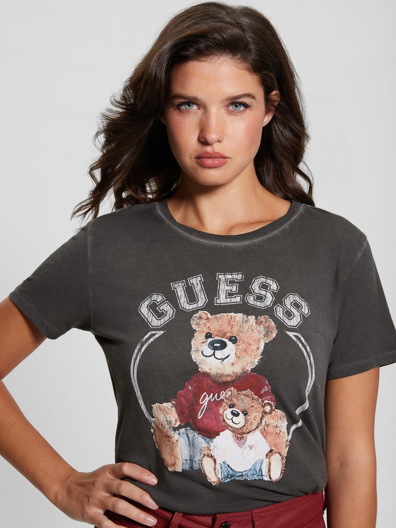 Guess Varsity Bear Tee - Jet Black Multi Guess Varsity Bear Tee - Jet Black Multi