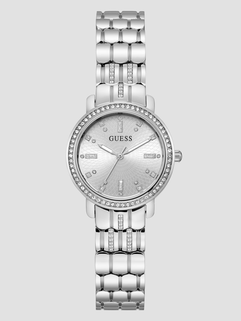 Guess Silver-Tone Crystal Analog Watch - Silver Guess Silver-Tone Crystal Analog Watch - Silver