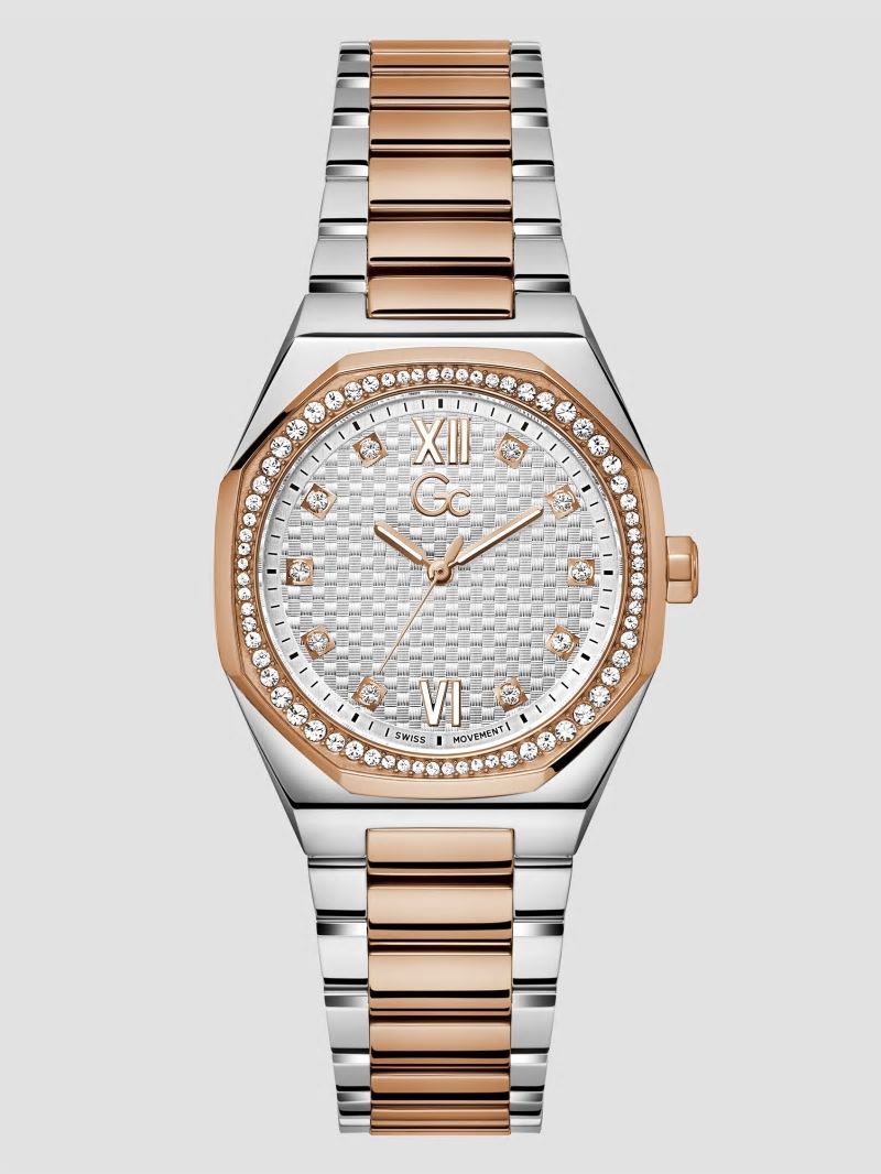 Guess Gc Rose Gold and Silver-Tone Crystal Analog Watch - Rose Gold Guess Gc Rose Gold and Silver-Tone Crystal Analog Watch - Rose Gold