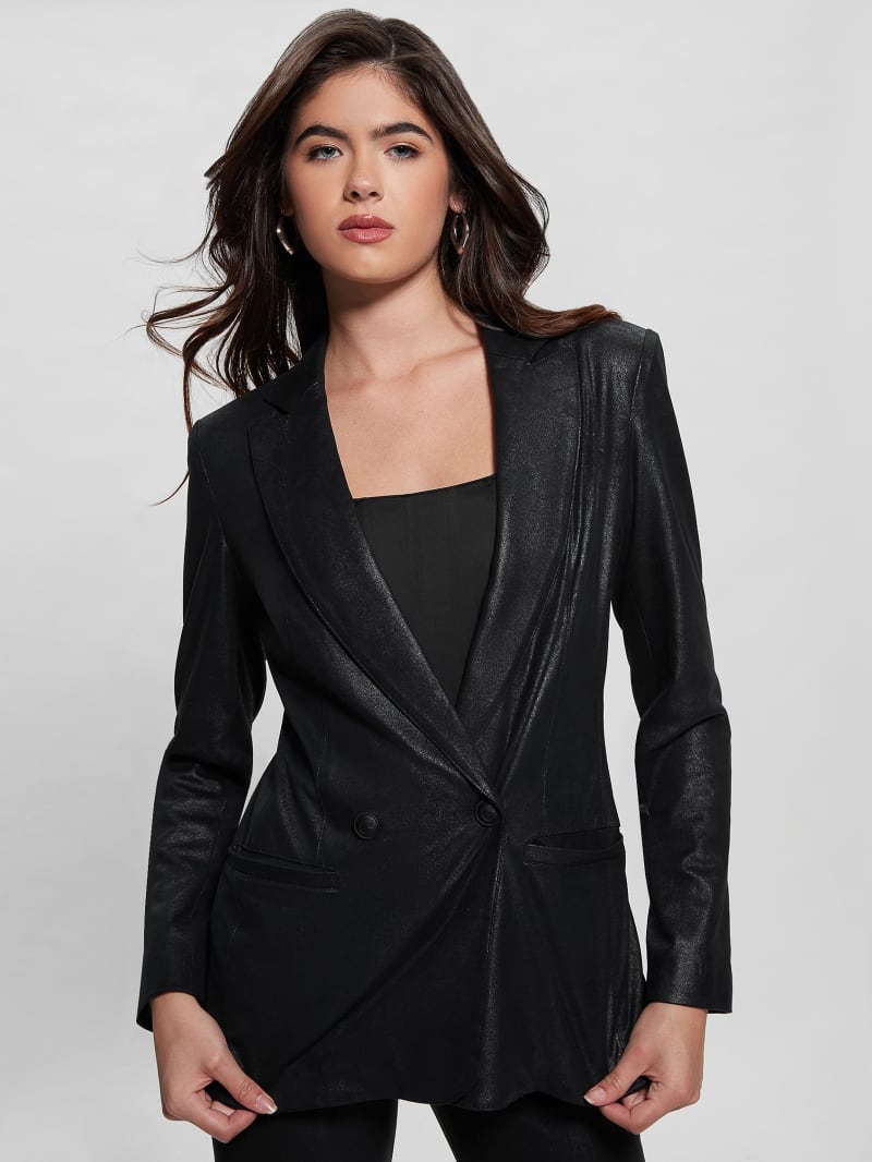 Guess Eco Emelie Faux-Suede Blazer - Black Vintage Suede Guess Eco Emelie Faux-Suede Blazer - Black Vintage Suede