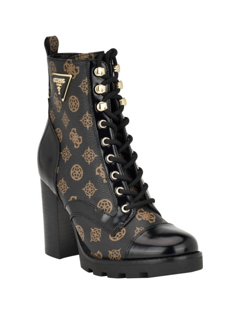 Guess Neadyn Lace-Up Heeled Moto Booties - Black 002 Guess Neadyn Lace-Up Heeled Moto Booties - Black 002