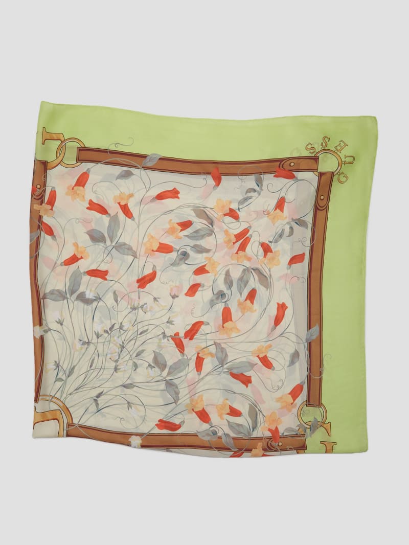 Guess Aurora Silk Scarf - Grey-yarn Dye Guess Aurora Silk Scarf - Grey-yarn Dye