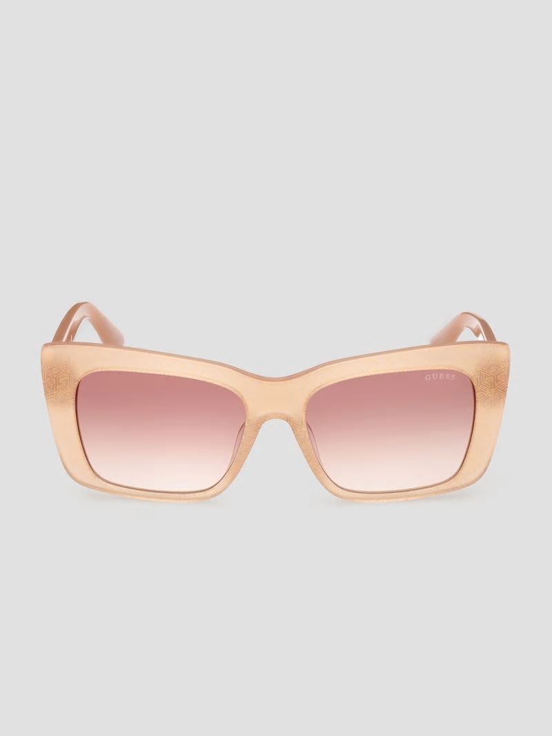 Guess Square Logo Print Plastic Sunglasses - Blush Guess Square Logo Print Plastic Sunglasses - Blush