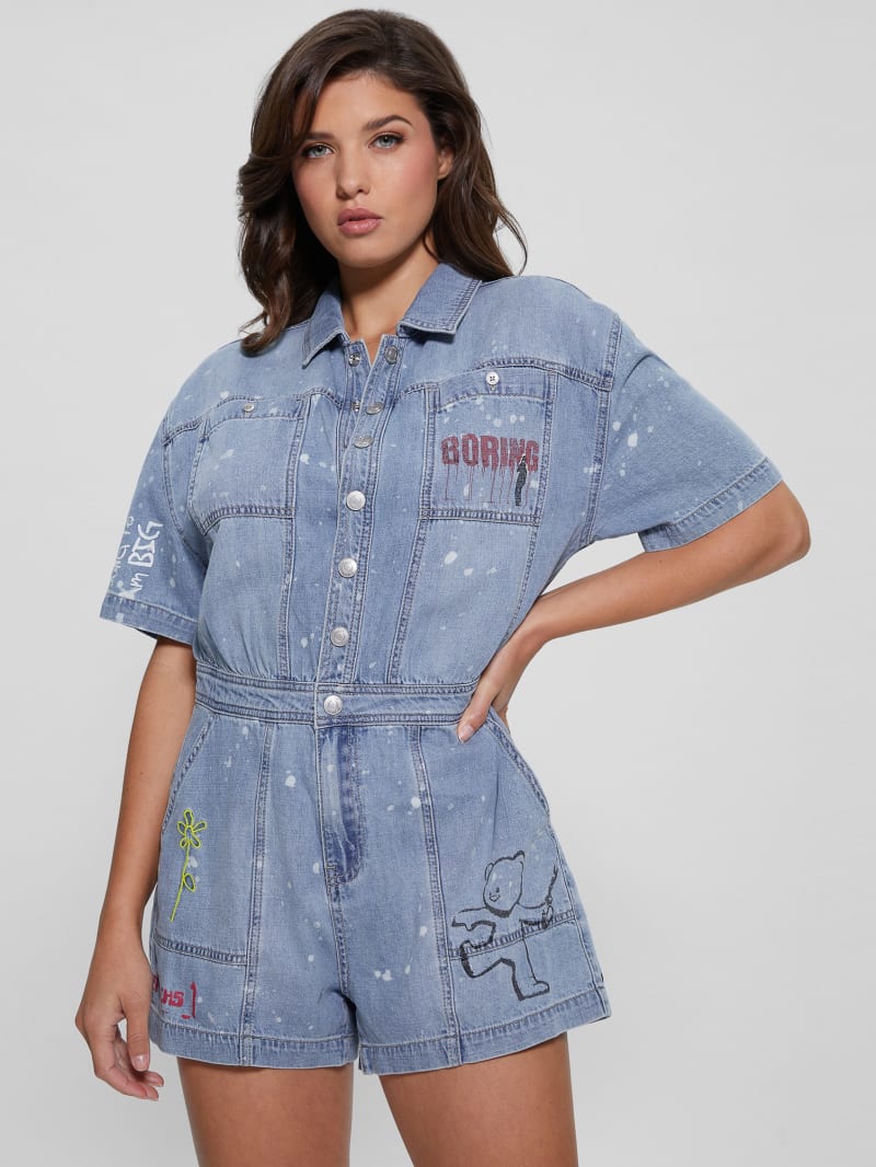 Guess Silvia Denim Graphic Romper - Lana Light Guess Silvia Denim Graphic Romper - Lana Light