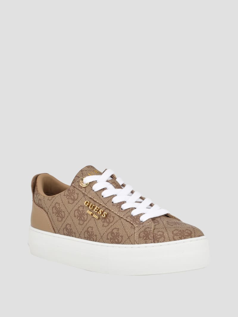 Guess Logo Print Low-Top Sneakers - Light Natural 110 Guess Logo Print Low-Top Sneakers - Light Natural 110