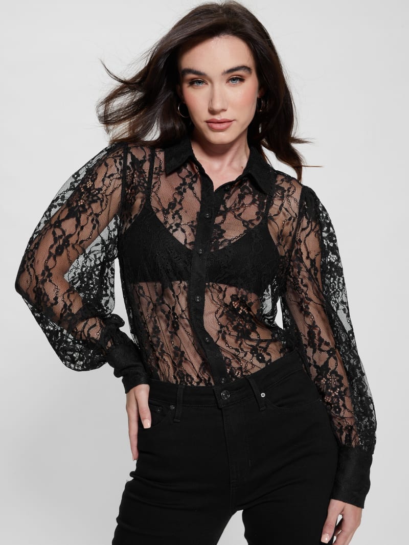 Guess Lita Lace Shirt - Black Guess Lita Lace Shirt - Black