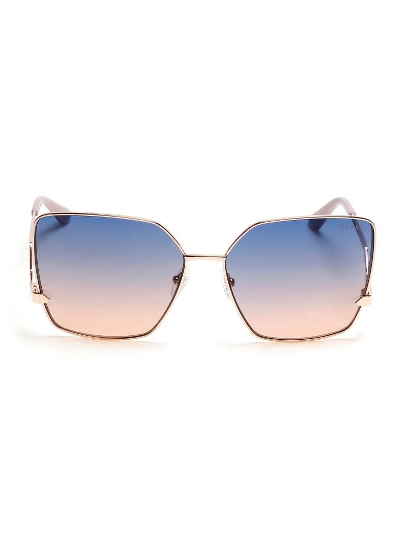 Guess Oversized Square Zigzag Sunglasses - Shiny Rose Gold/Gradient Guess Oversized Square Zigzag Sunglasses - Shiny Rose Gold/Gradient
