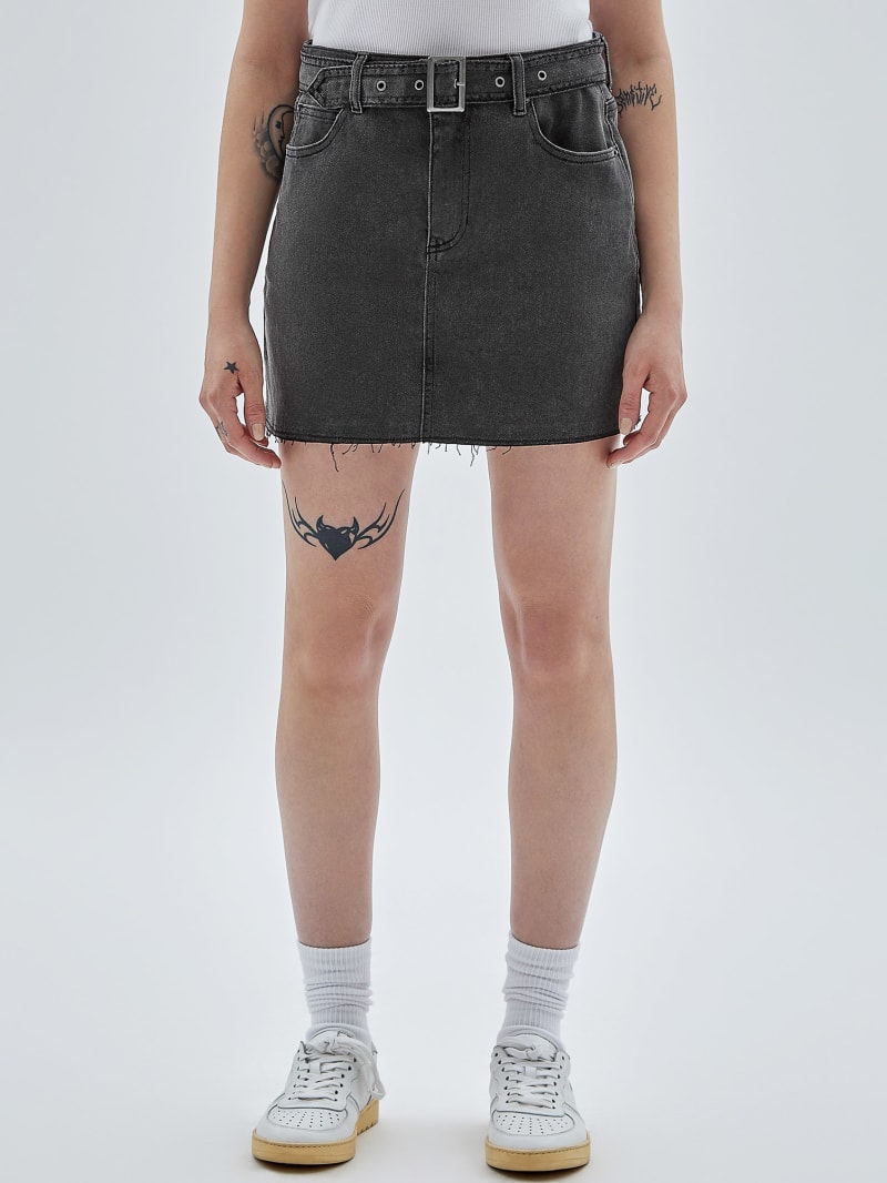 Guess GUESS Originals Belted Denim Skirt - Go Washed Grey Guess GUESS Originals Belted Denim Skirt - Go Washed Grey
