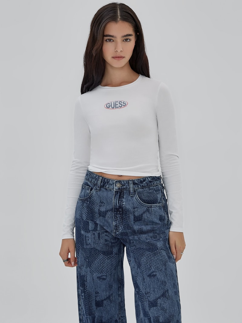 Guess GUESS Originals Eco Oval Logo Top - Pure White Guess GUESS Originals Eco Oval Logo Top - Pure White