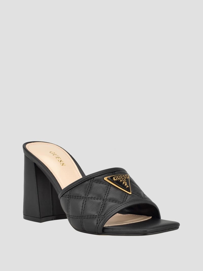Guess Quilted Block Metallic Heels - Black 001 Guess Quilted Block Metallic Heels - Black 001