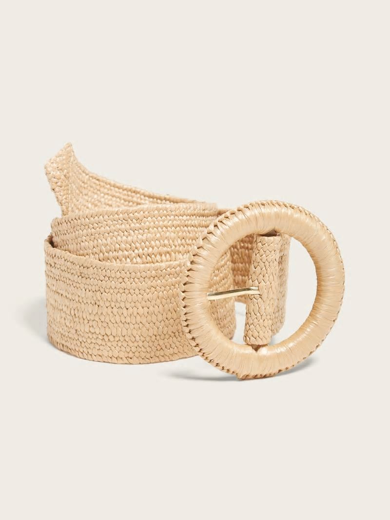 Guess Raffia Straw Waist Belt - White Guess Raffia Straw Waist Belt - White