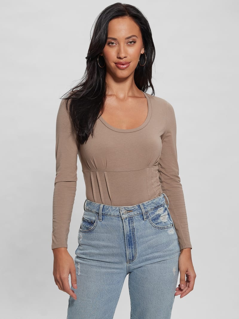 Guess Karmen Corset Tee - Silk Taupe Guess Karmen Corset Tee - Silk Taupe