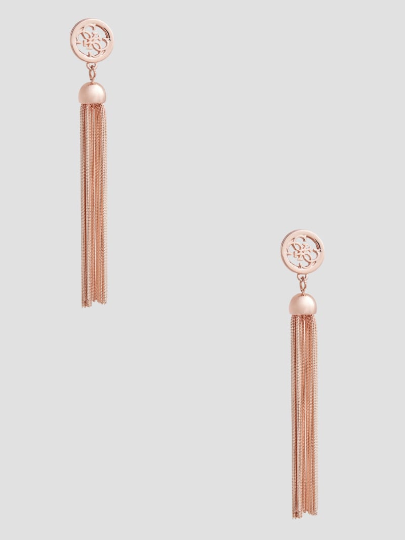 Guess Rose Gold-Tone Quattro G Tassel Earrings - Rose Gold Guess Rose Gold-Tone Quattro G Tassel Earrings - Rose Gold