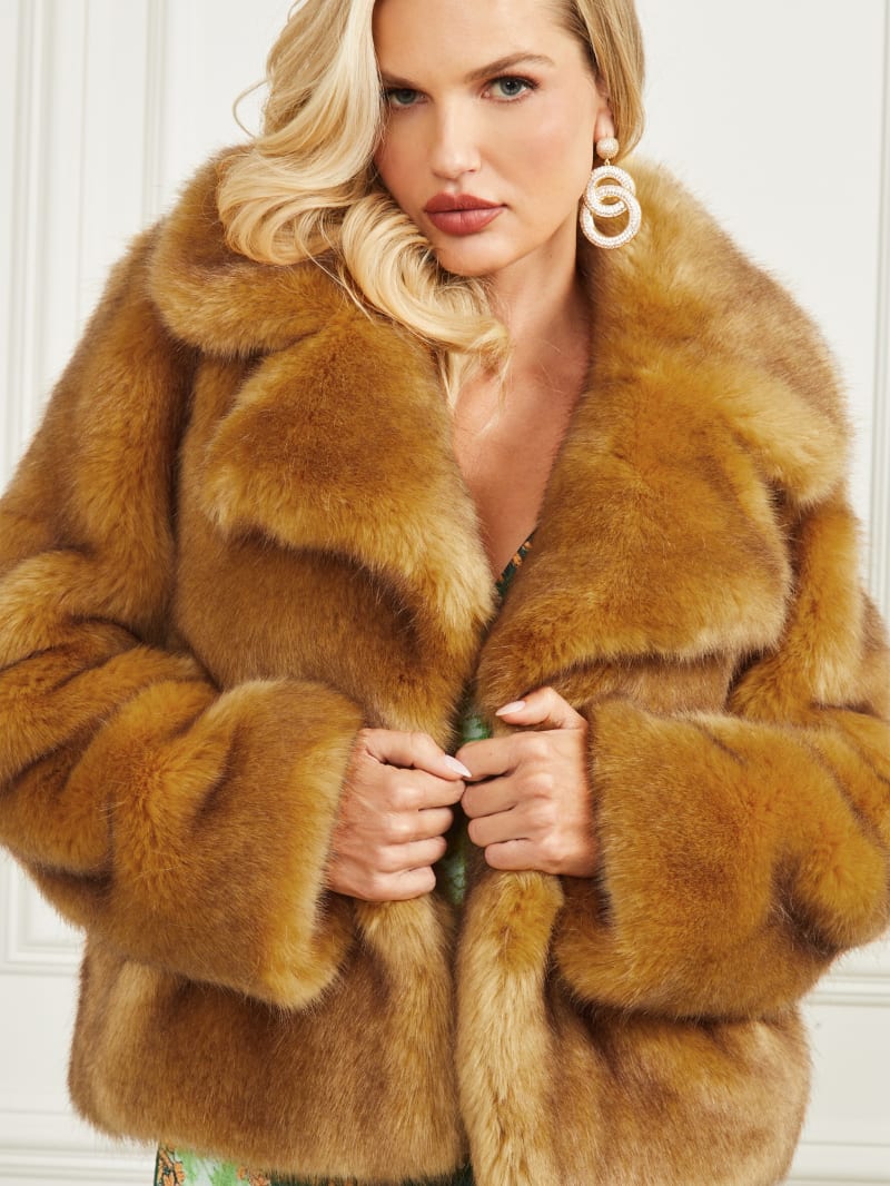 Guess New Gwenda Faux-Fur Jacket - Camel Guess New Gwenda Faux-Fur Jacket - Camel