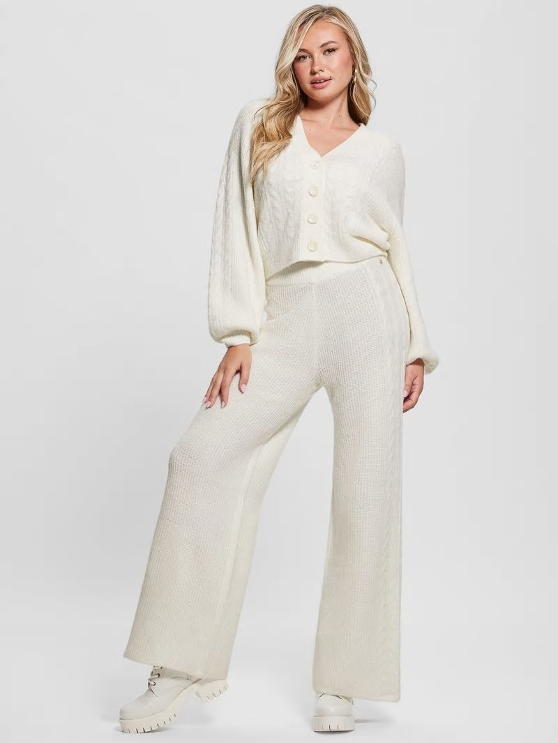 Guess Rylie Cable Wide-Leg Pants - Dove White Guess Rylie Cable Wide-Leg Pants - Dove White