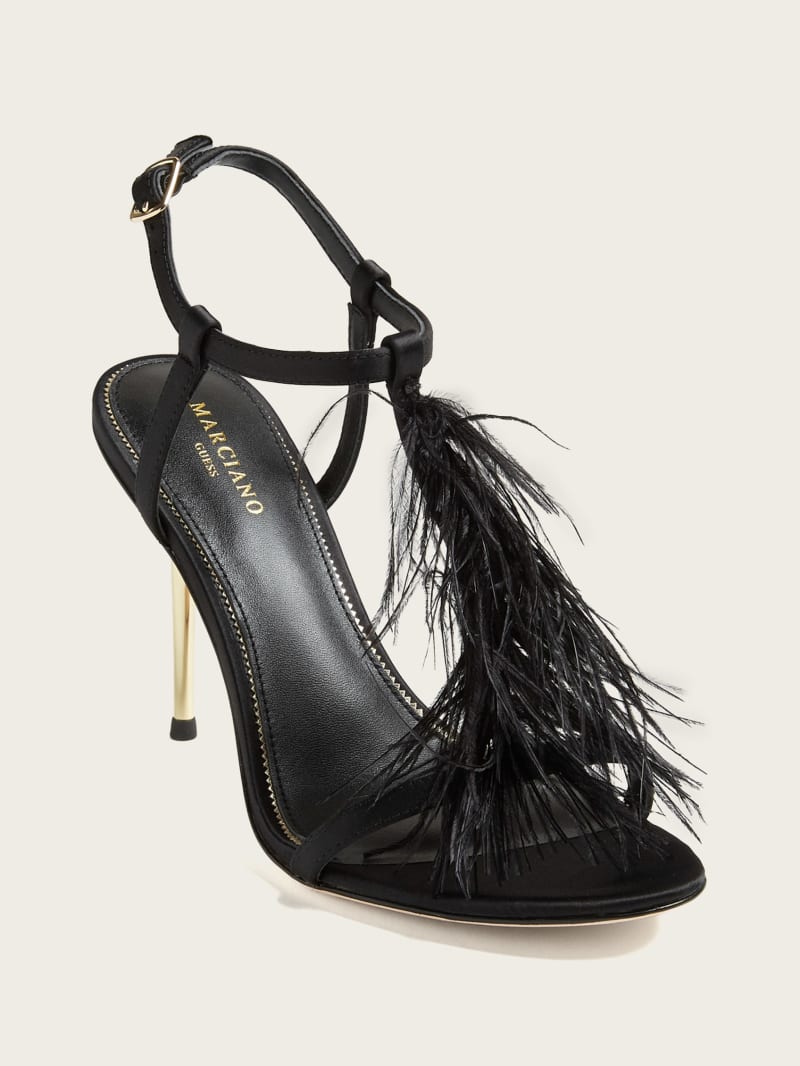 Guess Reyon Feather Satin Heel - Black Guess Reyon Feather Satin Heel - Black