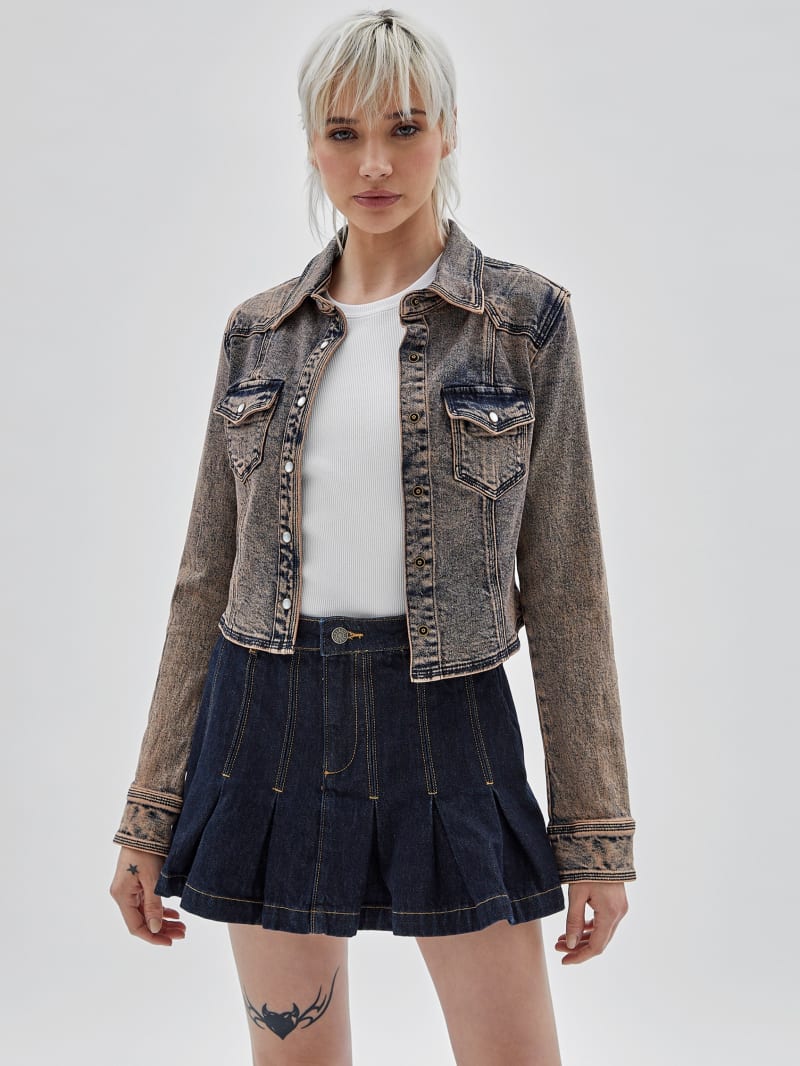 Guess GUESS Originals Denim Western Jacket - Go Pink Acid Wash Guess GUESS Originals Denim Western Jacket - Go Pink Acid Wash