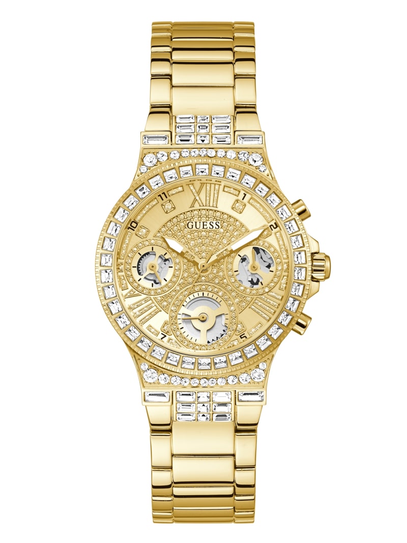 Guess Gold-Tone and Rhinestone Multifunction Watch - Gold Guess Gold-Tone and Rhinestone Multifunction Watch - Gold