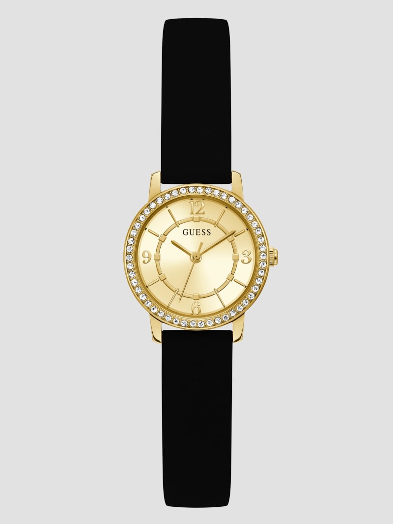 Guess Gold-Tone and Black Silicone Analog Watch - Rose Gold Guess Gold-Tone and Black Silicone Analog Watch - Rose Gold