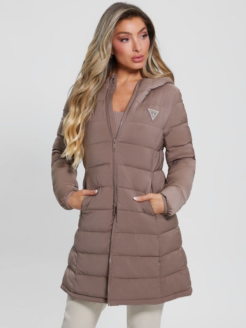 Guess Aleta Long Puffer Jacket - Soft Mink Guess Aleta Long Puffer Jacket - Soft Mink