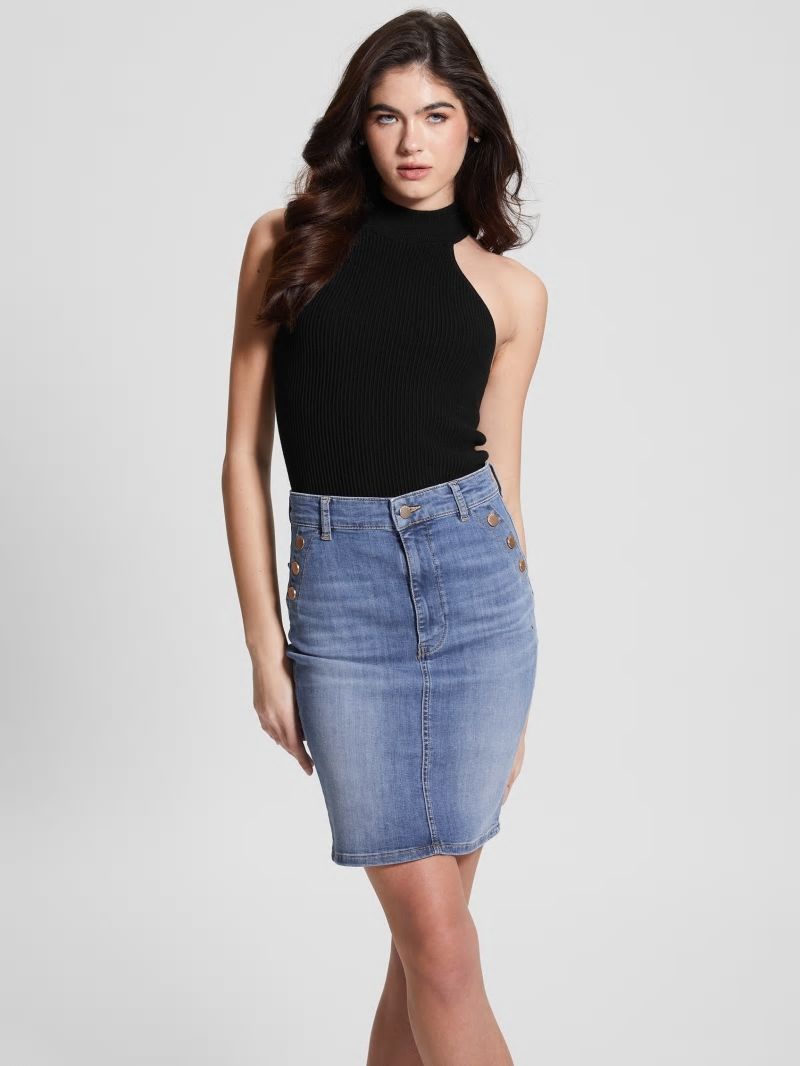 Guess Eco Shayna Mock Neck Top - Black Guess Eco Shayna Mock Neck Top - Black