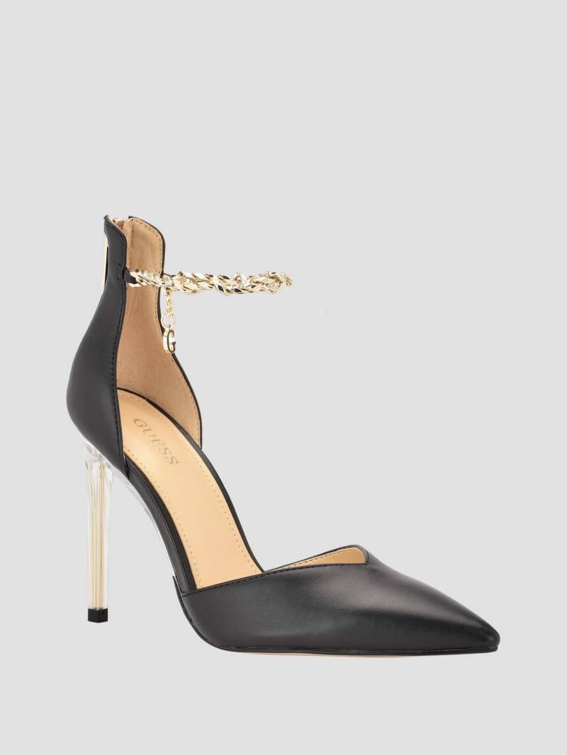 Guess Stefany G-Chain Ankle Strap Pumps - Black 001 Guess Stefany G-Chain Ankle Strap Pumps - Black 001