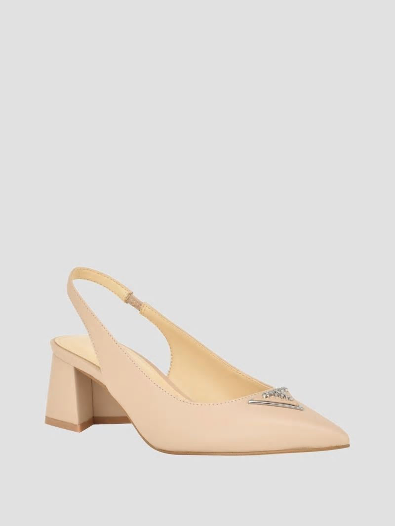 Guess Zanda Slingback Block Heels - Taupe Guess Zanda Slingback Block Heels - Taupe