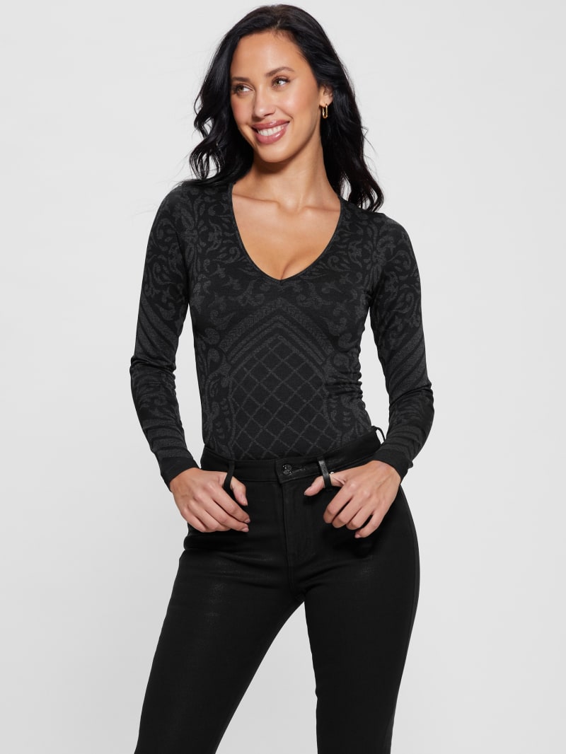 Guess Gemma Seamless Bodysuit - Jet Black Multi Guess Gemma Seamless Bodysuit - Jet Black Multi