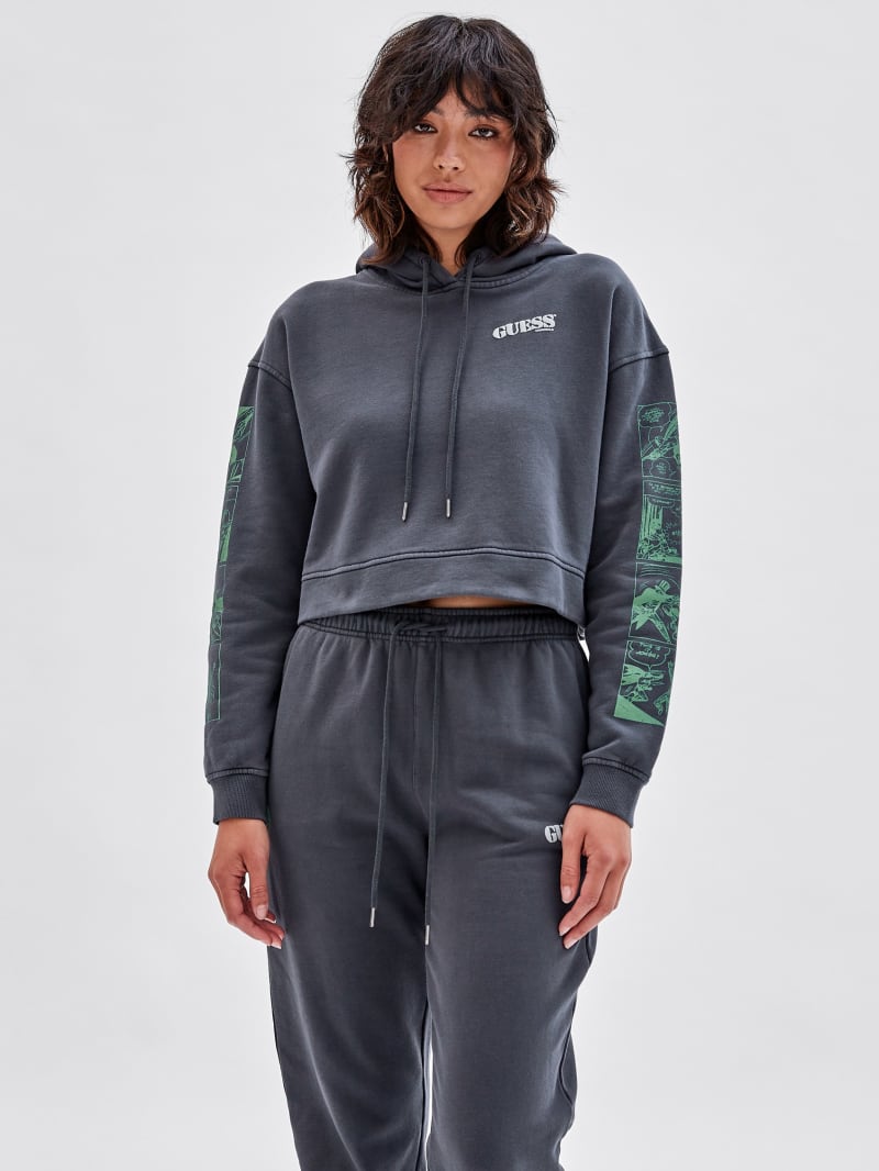 Guess GUESS Originals x Batman Cropped Hoodie - Jet Black Multi Guess GUESS Originals x Batman Cropped Hoodie - Jet Black Multi