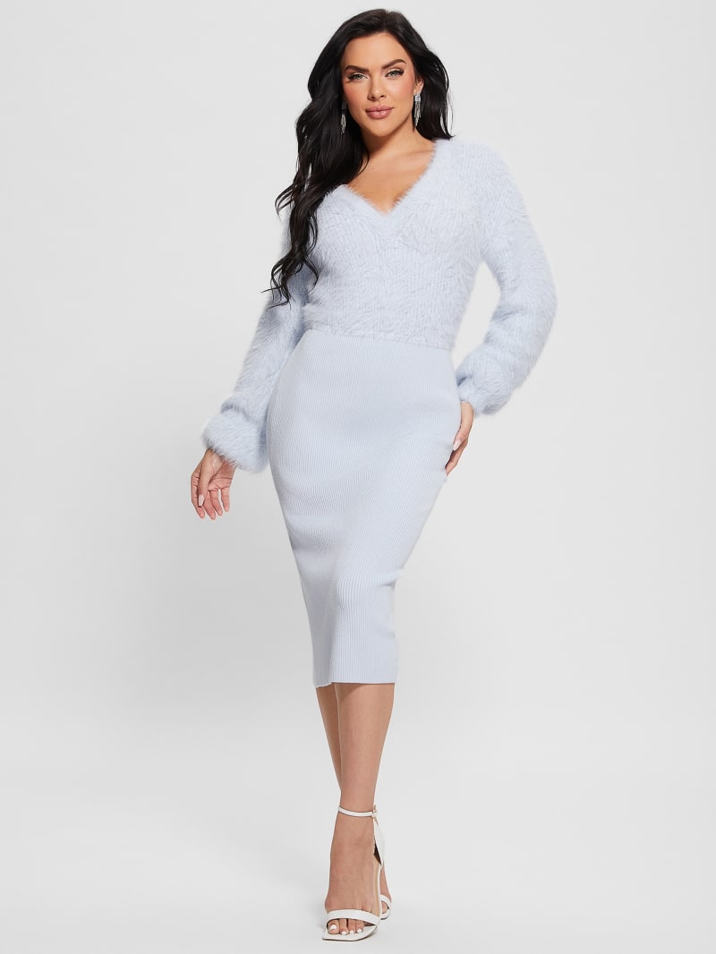 Guess Kari V-Neck Sweater Dress - Sky High Multi Guess Kari V-Neck Sweater Dress - Sky High Multi
