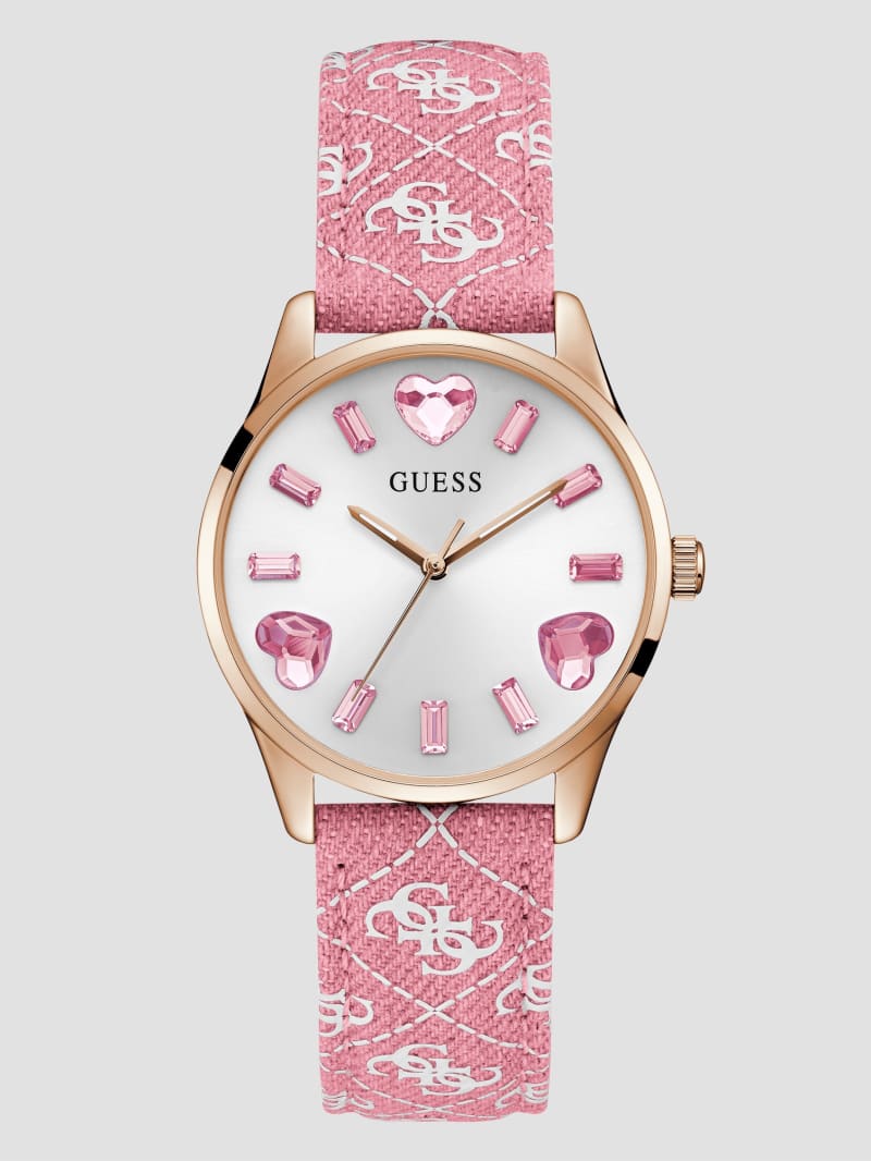 Guess Pink Denim Analog Watch - Silver Guess Pink Denim Analog Watch - Silver