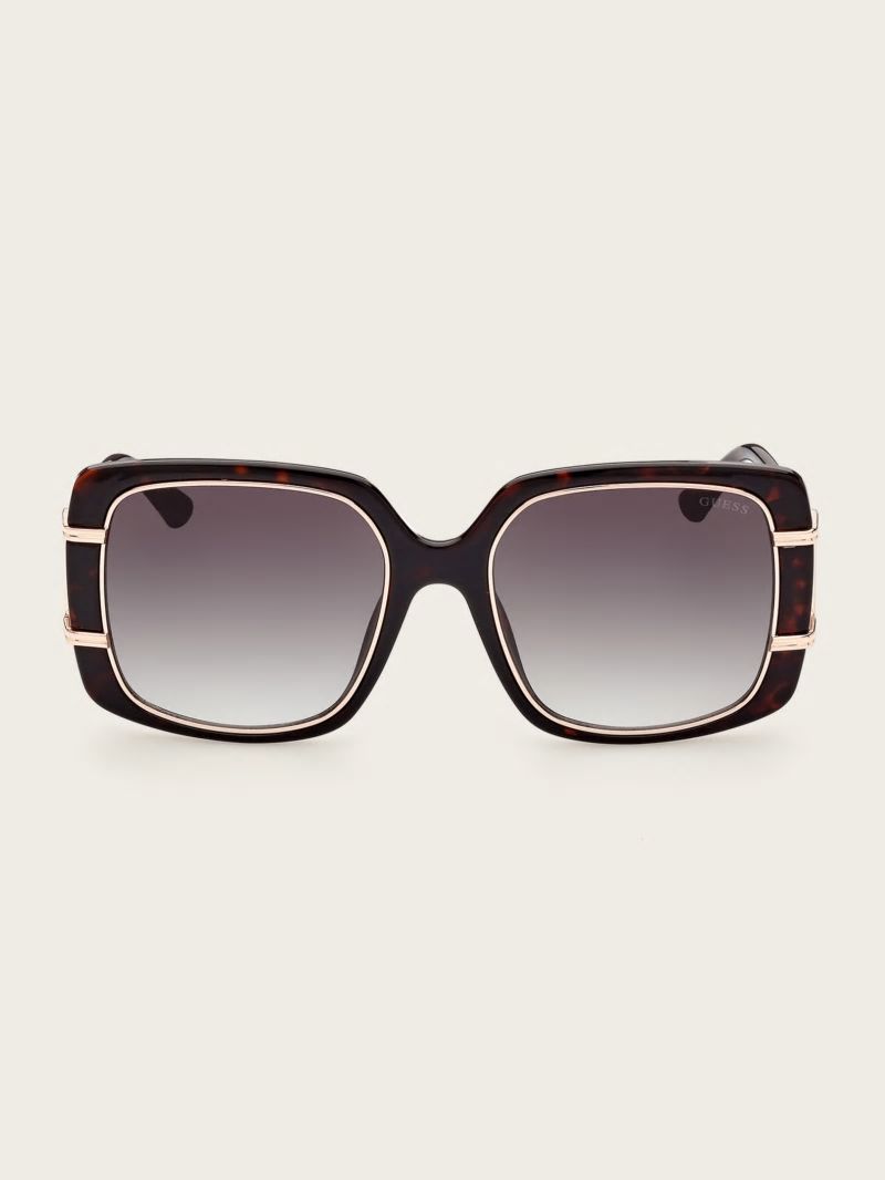 Guess Oversized Square Sunglasses - Dark Havana Guess Oversized Square Sunglasses - Dark Havana