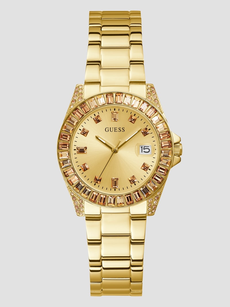 Guess Gold-Tone and Crystal Analog Watch - Gold Guess Gold-Tone and Crystal Analog Watch - Gold