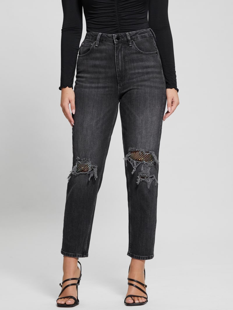 Guess Eco Crystal Rip-and-Repair Mom Jeans - Authentic Net Guess Eco Crystal Rip-and-Repair Mom Jeans - Authentic Net
